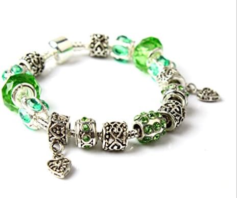 PEPUJP Women's Heart Charm Colorful Fashion Bracelet Green