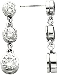 14K White Gold Three-Stone Diamond Earrings - 1.50 Ct. Total Weight -- LIFETIME WARRANTY