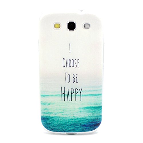 For Galaxy S3 , ivencase [Be Happy] Personality Fashion Sea Slim Pattern Ultra Thin Flexible Soft TPU Gel Texture [Clear] Bumper Protective Rear Skin Case Cover Perfect Fit for Samsung Galaxy S3 III i9300 + One 