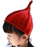 i-select 可愛い キッズ とんがり ニット 帽 子供 ベビー 毛糸 帽子 キャップ 男の子 女の子 ウール コットン 綿 シンプル (ワイン)