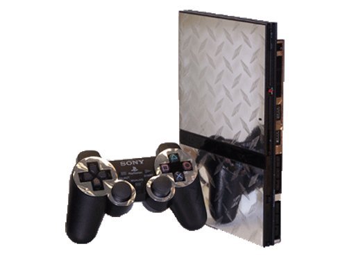 PlayStation 2 Slim (PS2 Slim) Skin - NEW - SILVER DIAMOND PLATE