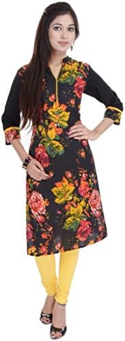 Shop Rajasthan Women's Cotton Floral Print 3/4 Sleeve Tunic Top Kurti Large Multi-Coloured