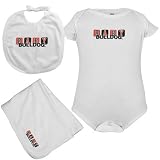 Georgia Bulldogs Baby Bulldog White Creeper, Bib & Receiving Blanket