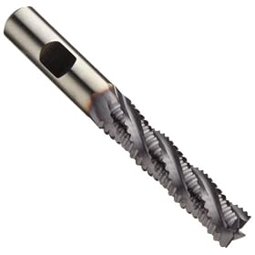Niagara Cutter REM710 Cobalt Steel End Mill, Non Center Cut Rougher, TiAIN Coated, 4 Flutes, Chamfer End, 5/8" Cutting Length, 1/4" Cutting Diameter