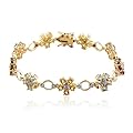 Yellow Gold Plated Sterling Silver Multi-Gemstone and Diamond Bracelet, 7.25