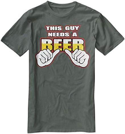 Nu Image B010 This Guy Needs A Beer Funny Humor T-Shirt Charcoal XXL