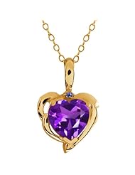 1.64 Ct Heart Shape Purple Amethyst Blue Tanzanite 14K Yellow Gold Pendant