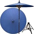 Japanese Garden Decor - 84" Solid Tropical Colors Oriental Patio Umbrella w/ Optional Bamboo Stand
