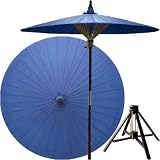 Japanese Garden Decor - 84 Solid Tropical Colors Oriental Patio Umbrella w/ Optional Bamboo Stand