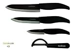 CeraKook Ceramic Knife Set Black Mirror in Gift Box with Sheaths - Free 1st Class Delivery