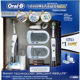 Oral-B Triumph Professional Care 9950 Rechargeable Toothbrush Special Edition 2 handle pack w/ 2 Smart Guide, 3 Brush Heads, 1 Base & 1 Travel Case