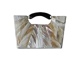Handbag Heaven Elegant & Stylish White Silk & Mother-of-Pearl Handbag