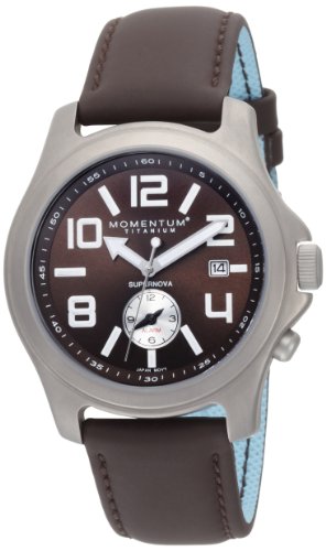 Momentum Men's 1M-SP56C12C Supernova Alarm Titanium Brown Dial Brown Touch Leather Band Watch