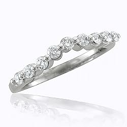 14k White Gold Wedding Diamond Ring Band, Size 7 (GH, SI3-I1, 0.38 carat)