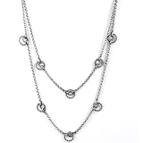Stainless Steel Double Strand Women's Necklace with Twisted Oval Links