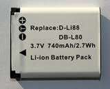 Sanyo DB-L80 / DBL80 Replacement Battery (740 mAh, 5-YR Warranty) (by Wasabi Power®)