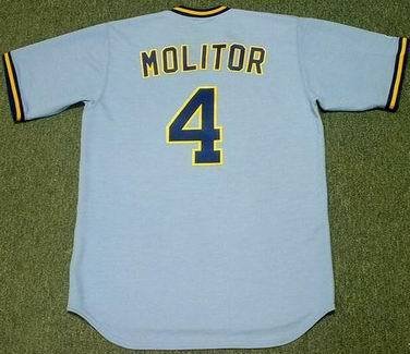 PAUL MOLITOR Milwaukee Brewers 1982 Majestic Cooperstown Throwback Away Jersey, LARGE