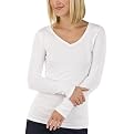 Mossimo&reg; Black Women's Long Sleeve Vee Tee - Fresh White
