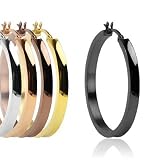 316L Surgical Steel Ion Plated Concave Large Hoop Earing – 5 Colors to Choose From – 35mm , Rose Gold