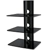 Designer Habitat - 3x Floating Black Glass Shelves Mount Bracket for DVD / Blu-Ray Player, PS3 Xbox 360 Games Console, Satellite/Cable Box