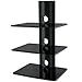 Designer Habitat - 3x Floating Black Glass Shelves Mount Bra