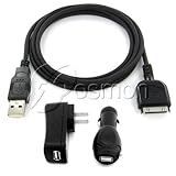 Inspire 3-in-1 USB Travel Charging Kit for Sansa e280 8Gb / e270 6Gb / e260 4Gb / e250 2Gb / e260R Rhapsody / e280R Rhapsody MP3 Player