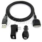 Inspire 3-in-1 USB Travel Charging Kit for Sansa e280 8Gb / e270 6Gb / e260 4Gb / e250 2Gb / e260R Rhapsody / e280R Rhapsody MP3 Player