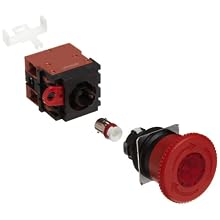 Omron A22EL-M-24A-02 Emergency Stop Operation Unit and Switch, Screw Terminal, IP65 Oil-Resistant, LED Lighted, Push-Lock Turn-Reset Operation, Red, 40mm Diameter, 24 VAC/VDC Rated Voltage, Double Pole Single Throw Normally Closed Contacts
