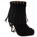 Womens Suede Fringe Platform Ankle Shoe Boots