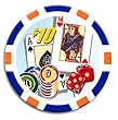 Three-Tone Striped Chip/Dice/Card Chips (11.5g) 100 Blue w/ Tray