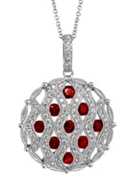 1.58ct tw Circle Ruby and Diamond Pendant set in 14k Gold