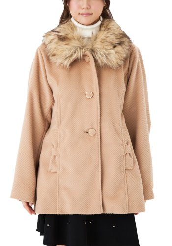 (ゴールドジャパン)Goldjapanコートミディアムリボンカワイイお上品ファー付きポリエステル大きいサイズ