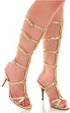 Roman10 Gold Sandals by Pleaser Sexy 3 Heel Gold Strappy Shoes