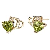 Intricate Delicacy 1.04 cts Heart Shape Peridot Diamond Earrings 14Kt Yellow Gold