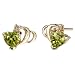 Intricate Delicacy 1.04 cts Heart Shape Peridot Diamond Earrings 14Kt Yellow Gold