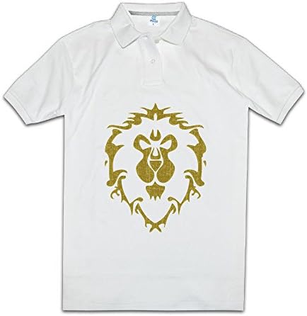 Q5JL Men's Warcraft Alliance Symbol Short Sleeve Pique Polo Tennis Shirt Jersey M White
