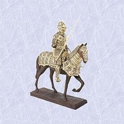 White knight horse lance statue replica sculpture new