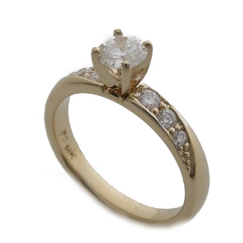 14k Yellow Gold Diamond Engagement Ring Center Diamond 0.43 Ct.