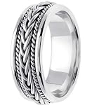 L.A. Wedding 14KLAW332-S9.5 7mm 14K White Gold Handmade Wedding Band - Size 9.5
