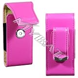 PREMIUM VERITCAL LEATHER CASE POUCH With ROTATING BELT CLIP for MOTOROLA KRZR K1, K1m, RIZR Z3, W385, W370, C168 / PANTECH C150 / SONY ERICSSON W200i / NOKIA 6555, 1600 (Choose from Black, Hot Pink)