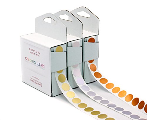 1/2" Assorted Metallic Dot Stickers Variety Kit (Gold, Silver & Bronze) - 1,000 Shiny Labels per Dispenser Box (3,000 Foil Dots Total)