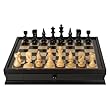Russian Style, Black-stained Chess Set 19" with Pull-out Drawer for Storage - 4" King