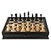Russian Style, Black-stained Chess Set 19" with Pull-out Drawer for Storage - 4" King