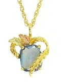 Classy! 10k Yellow-gold Black Hills Gold 10x8mm (March-Birthstone) Aquamarine pendant-necklace
