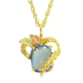 Classy! 10k Yellow-gold Black Hills Gold 10x8mm (March-Birthstone) Aquamarine... by