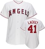 John Lackey White Majestic MLB Home Replica Los Angeles Angels of Anaheim Jersey