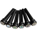 Blisstime&reg; 6pcs Ebony Guitar Pins Inlaid Abalone Dot Acoustic Guitar Replacement Parts