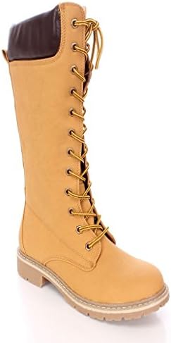 Women's Combat Mid Calf Combat Lace Up Padded Cuff Waterproof Hiking Outdoor Work Boots