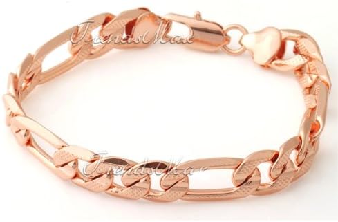 TKC 18K Rose Gold Filled Curb Link Bracelet Chain GF Mens 10mm 7.5"