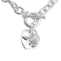 Playboy Toggle Necklace Crystal Bunny Logo with Tiffany Style Heart Charms Authentic Licensed Jewelry CPBN1072
